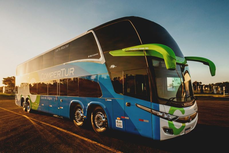 Coach bus with a full vinyl wrap livery