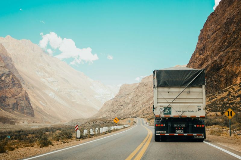 Highway road through a mountain landscape