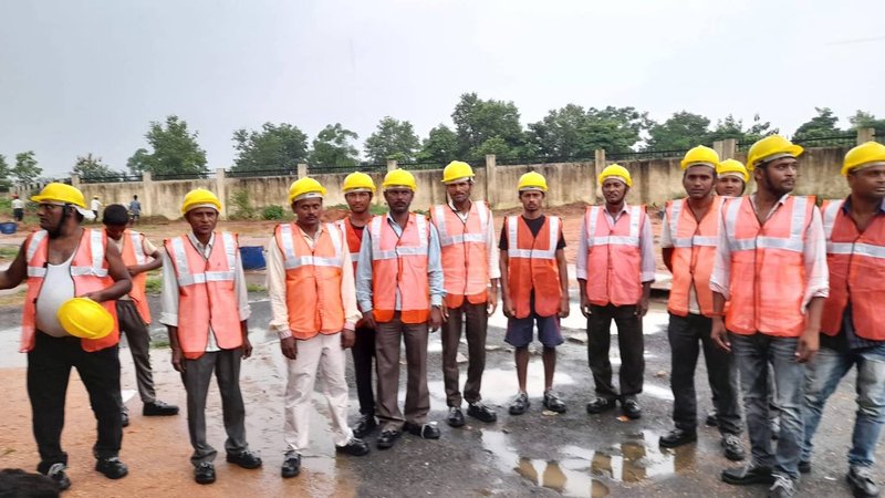 Our site team in safety helmets and vests