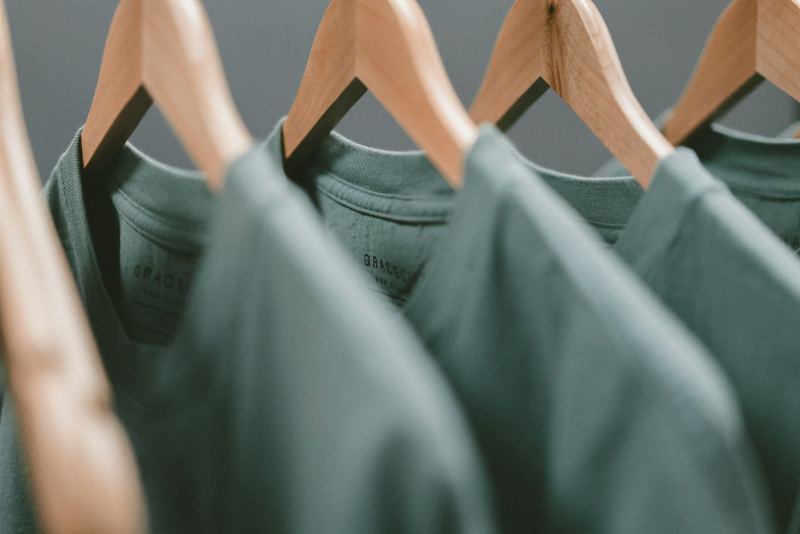T-shirts hanging on a rail